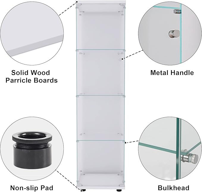 Yoluckea 4 Shelves Glass Display Cabinet - Image 3