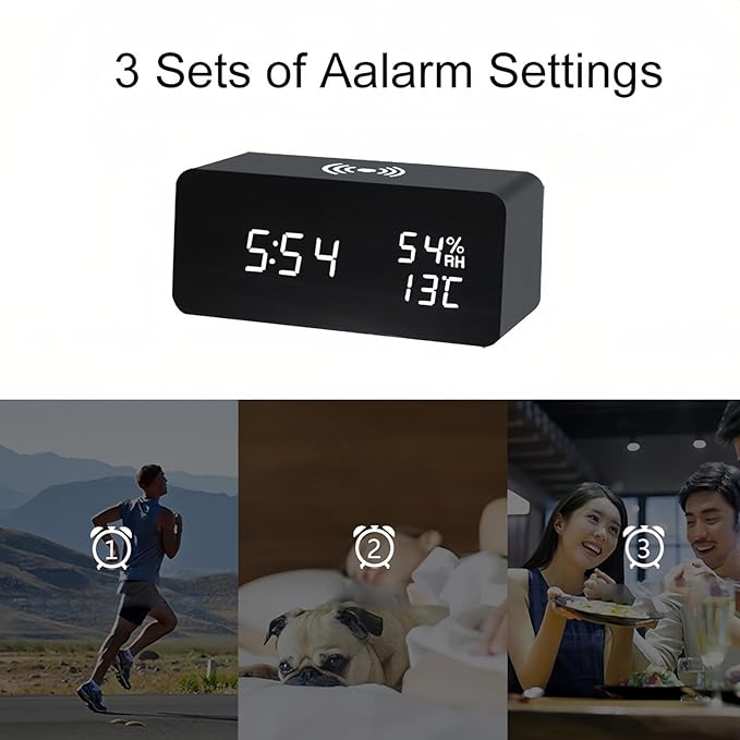 Lancoon Wooden Digital Alarm Clock - Image 4