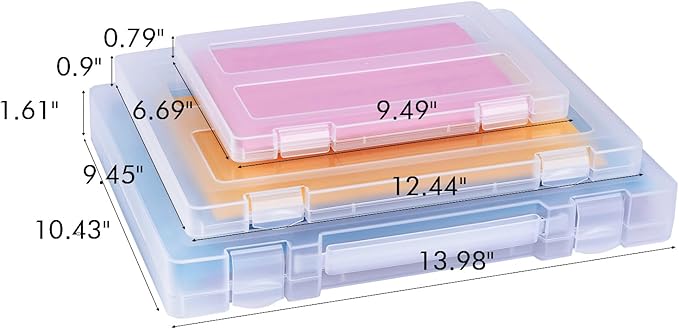 12 Pack A4 Paper Storage Boxes, 8.5 x 11 Plastic Portable Project Case - Image 2
