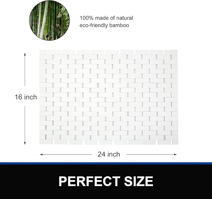Bamboo Bath Mat Bathroom Rugs Floor Wood Shower Bathtub Waterproof Non Slip - Image 5