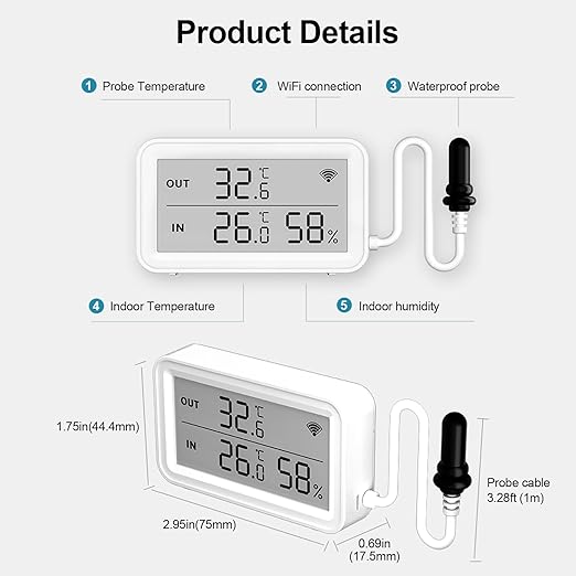 eMylo WiFi Thermometer Hygrometer, Digital Room Temperature Humidity Monitor - Image 9