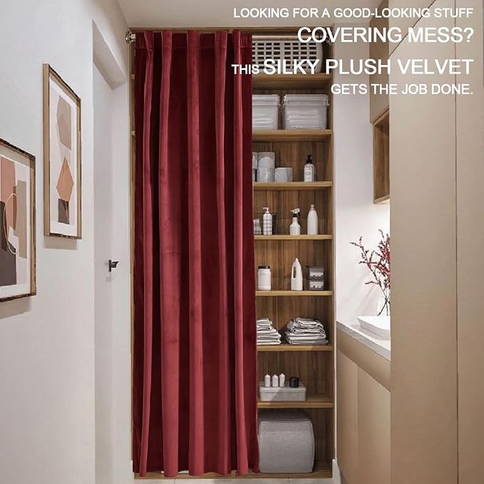 Burgundy Red Valentines Door Doorway Velvet Luxury Curtains - Image 9