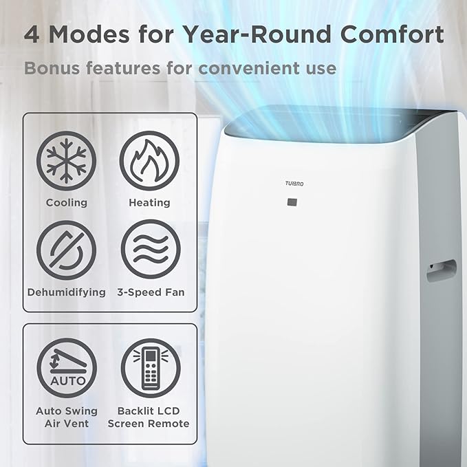TURBRO Greenland 14, 000 BTU Portable Air Conditioner and Heater, Dehumidifier - Image 2