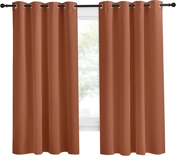 NICETOWN Blackout Burnt Orange Curtain & Drape, Burnt Orange, W55 x L68 - Image 2