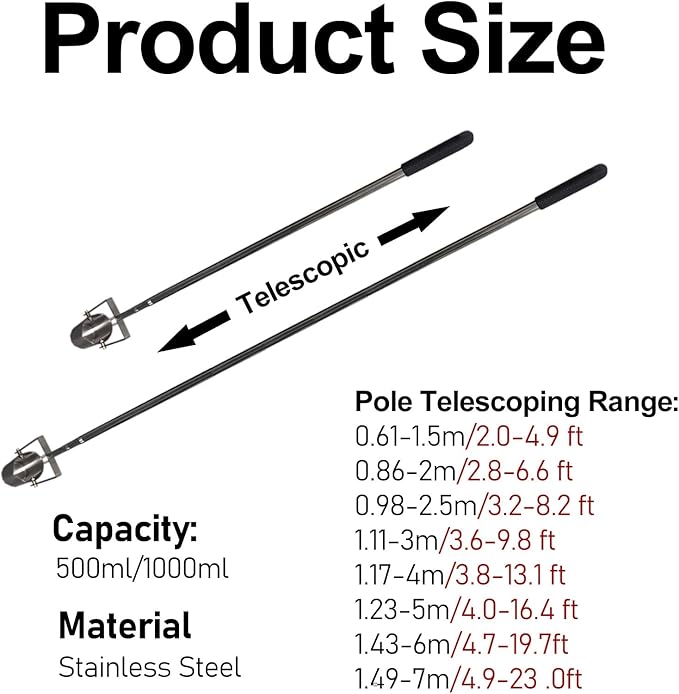 ERRULAN Water Sample Collection Pole PVC, Vertical Swing Telescopic Water - Image 2