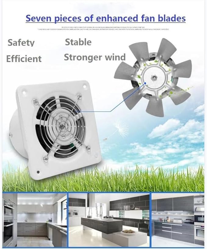 4'' Wall-Mounted Exhaust Fan, Small Bathroom Metal Iron Ventilation Fan - Image 5