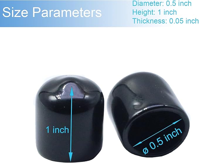 Acocony 1/2 Inch Rubber Cap Round 0.5 inch Rubber End Caps PVC Flexible - Image 2