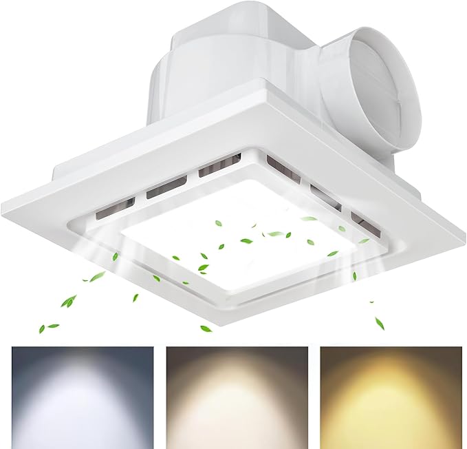 Bathroom Exhaust Fan with Light Ultra Quiet Ventilation Fan Combo 1.0 Sone - Image 2