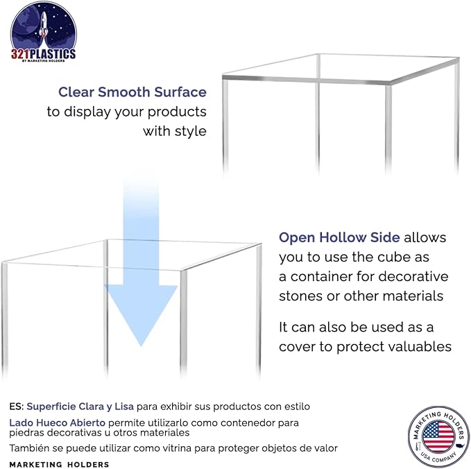 2 Pack 3" Acrylic Display Riser Box No Lid Clear Square Retail Product Riser - Image 5