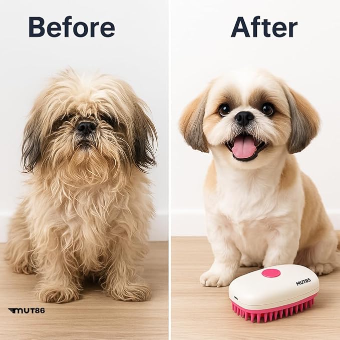 Cat Steam Brush, 3-in-1 Mist Grooming Brush, USB-C Rechargeable Anti-Static - Image 2