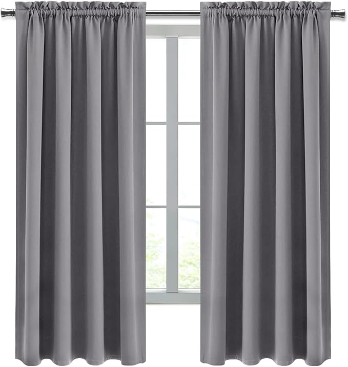 DWCN Grey Room Darkening Blackout Curtains - Image 9