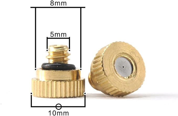 Brass Misting Nozzles for Outdoor Cooling System 22 pcs, 0.012" Orifice 10/24 - Image 3