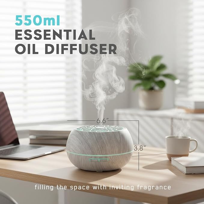 550ml Large Capacity Essential Oil Diffuser 6 Essentil Oil Set Aromatherapy - Image 2