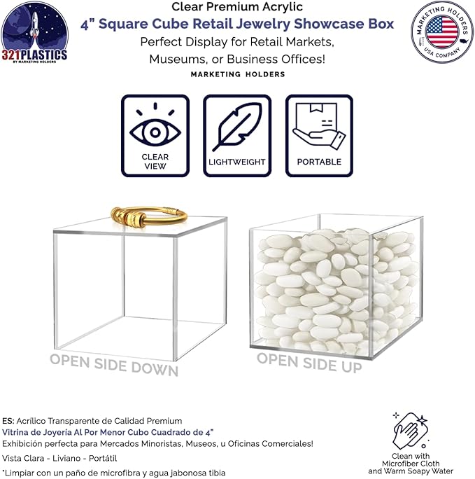 Baseball Display Box Clear Acrylic Cube 4" Square Memorabilia Showcase Dust - Image 3