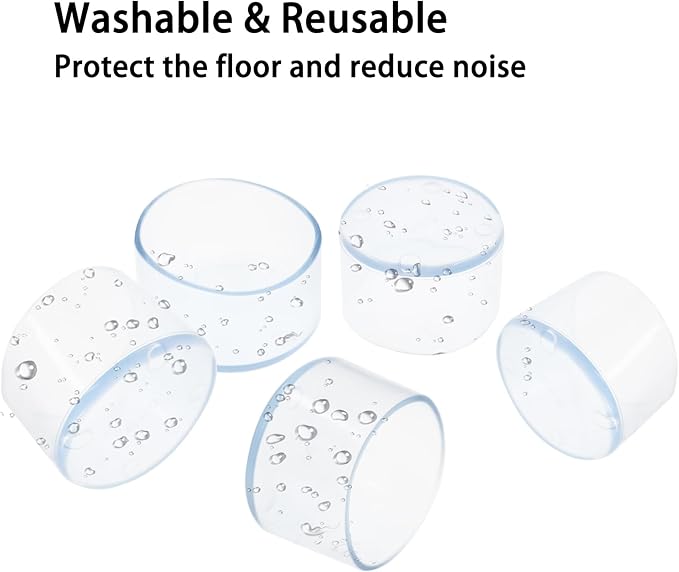 Round Chair Leg Caps, PVC Furniture Feet Covers, TTZEZE Transparent Round Floor - Image 5