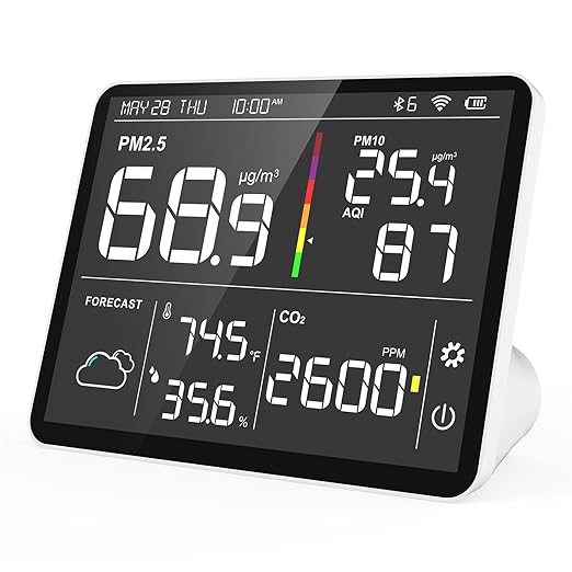 Temtop M100 Air Quality Monitor Indoor, 8-in-1 Smart Air Quality Weather Station - Image 6
