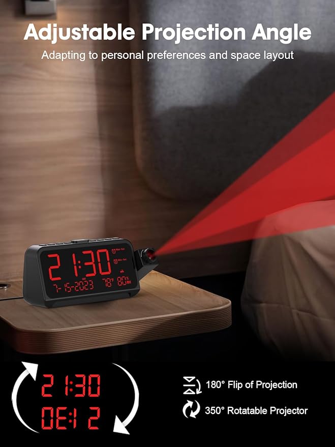 ROCAM Projection Clock for Bedroom, Digital Clock - Image 4