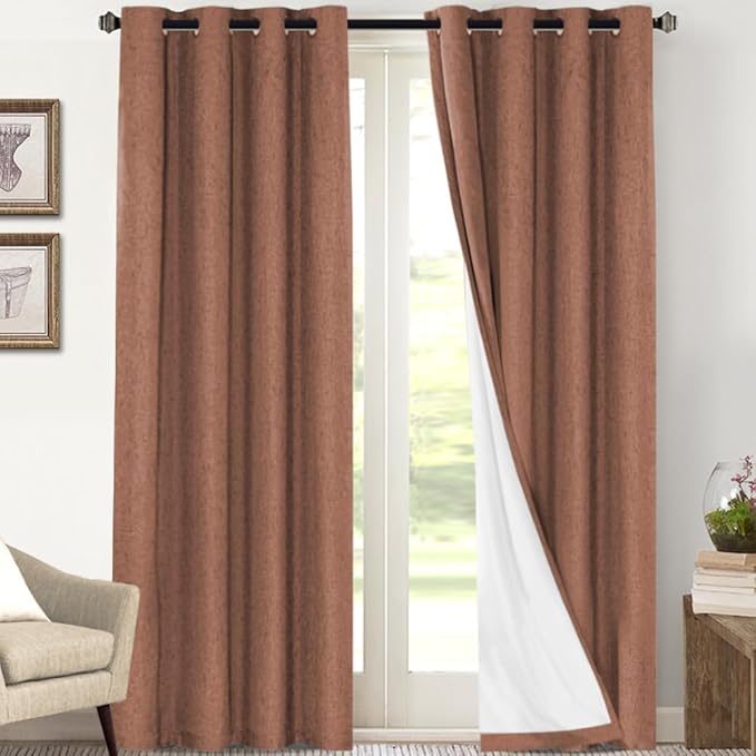 PrinceDeco 100% Blackout Curtains 108 Inches Long 2 Panels Set Full Black Out by PrinceDeco