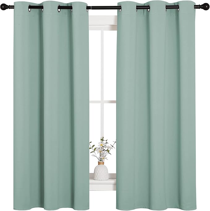 NICETOWN Small Window Curtains for Bedroom, Seafoam Green Window Treatment by NICETOWN