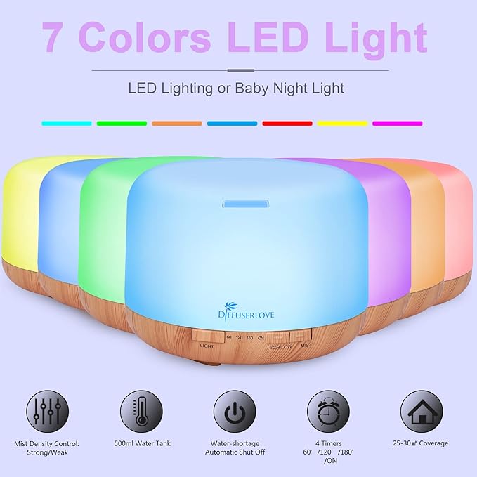 Diffuserlove Diffuser Essential Oil Diffusers 500ML Remote Control Aroma - Image 3
