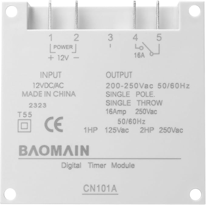 Baomain Time Switch Relay, Digital LCD Programmable Timer, 12V DC/AC Input - Image 7