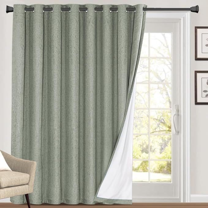PrinceDeco 100% Linen Blackout Curtains 108 Inches Long Faux Linen Blackout by PrinceDeco