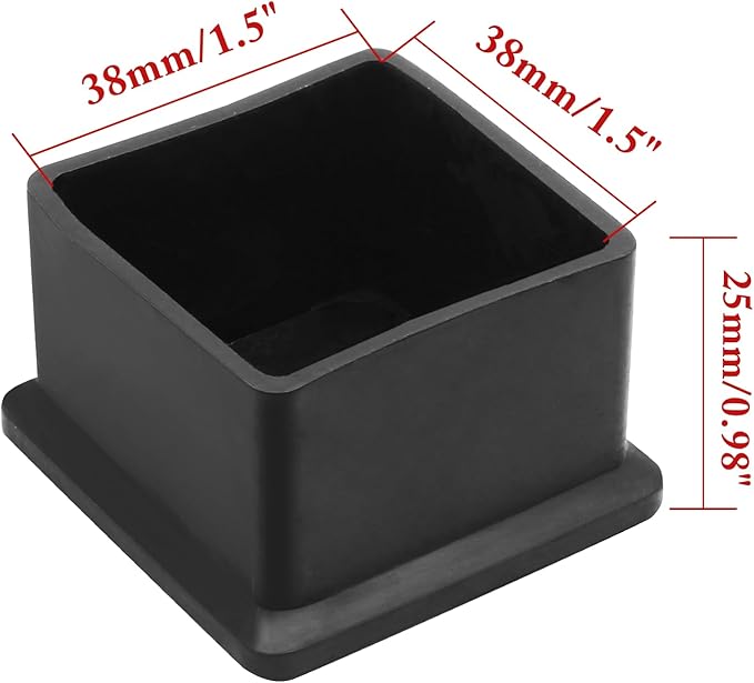 8 Pcs Square PVC Furniture Leg Caps, Vinyl Flexible Chair Leg Floor Protectors - Image 2