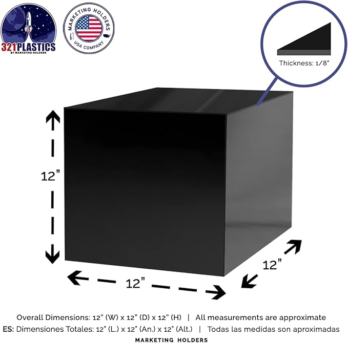 12 Inch Glossy Black Acrylic Display Box - Image 6