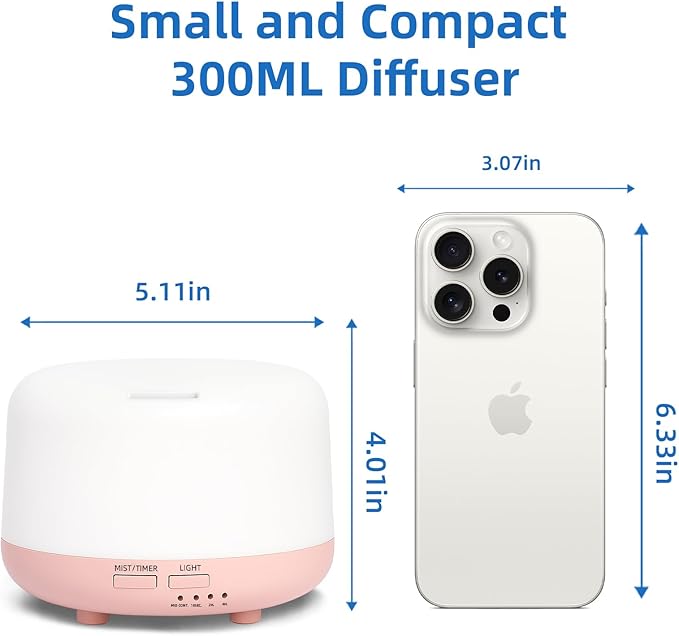 300ML Essential Oil Diffuser, Cool Mist Small Diffuser - Image 2