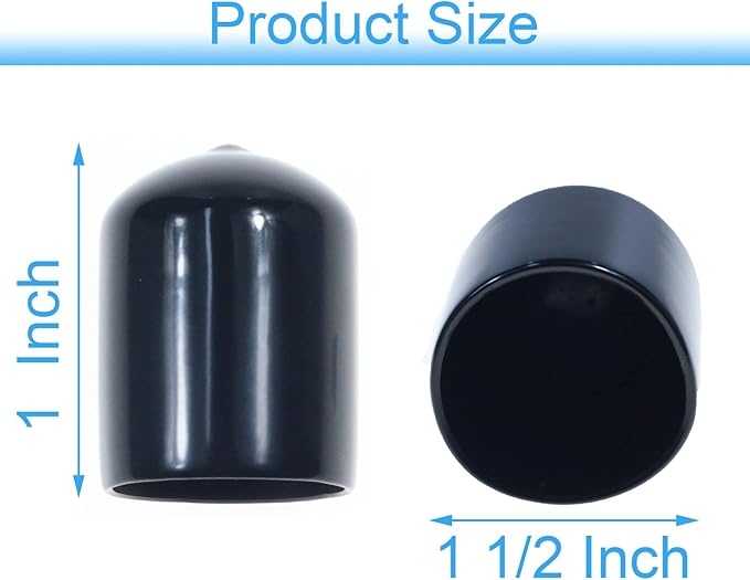 Acocony 1 1/2 Inch Rubber Cap Round 1.5 Inch Rubber End Caps PVC Flexible - Image 2