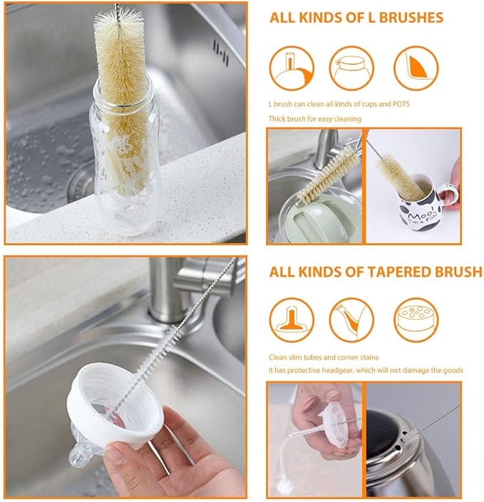 Masthome 9 Pieces Bottle Brush Set, Long Handle Bottle Cleaner - Image 5