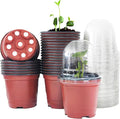 Plant Nursery Pots with Humidity Domes, 25 Sets 4 Inch Soft Nursery Pots by RooTrimmer