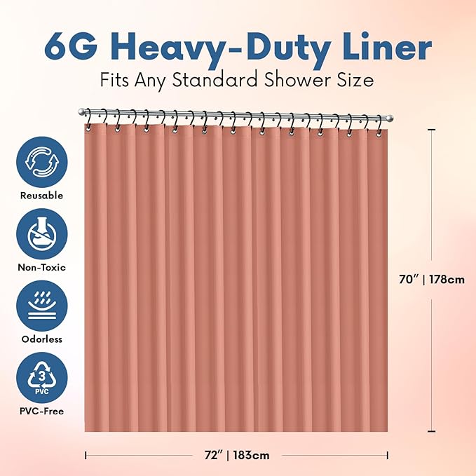 Premium Shower Curtain Liner, 6G PEVA Shower Curtain - Image 2