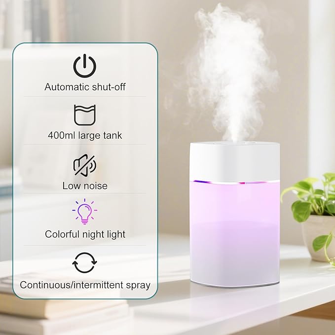 Small Humidifier for Plant, Cool Mist Mini Humidifiers for Bedroom, Desk - Image 2