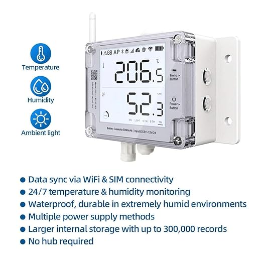 Ubibot Thermometer Hygrometer, Wireless Temperature Data Logger, Remote - Image 3