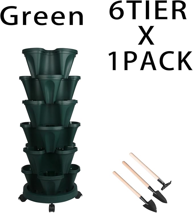 GameXcel Vertical Planter 6 Tier Stackable Planters Garden Planters Strawberry - Image 9
