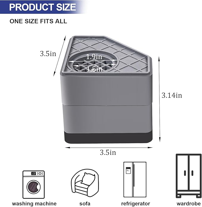 4Pcs Anti Vibration Pads for Washing Machine, Stops Washer Dryer Moving - Image 3