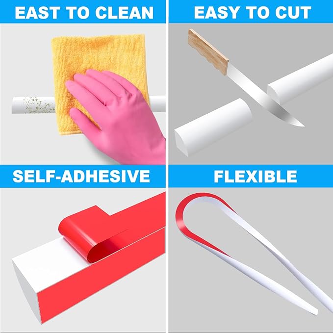 Duzzy 240 Inch Flexible Quarter Round Molding, Silicone Rubber Peel and Stick - Image 6