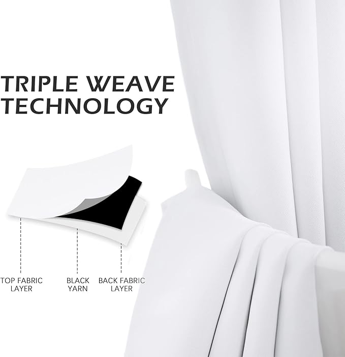 MYSKY HOME White Grommet Room Darkening Curtains - Image 4