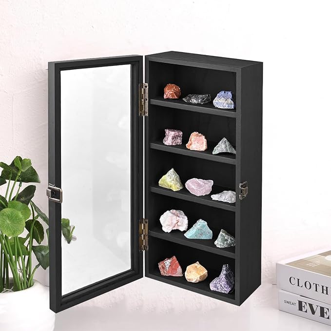 Wall Mounted Wooden Collectible Display Case 5 Shelf Display Storage - Image 4