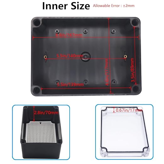 Junction Box, IP67 Waterproof ABS Black Project Box Clear Cover - Image 4
