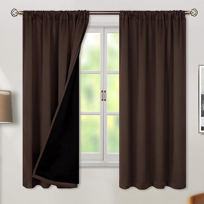 BGment Brown Blackout Curtains for Bedroom 63 Inch Length 2 Panels, Thermal by BGment