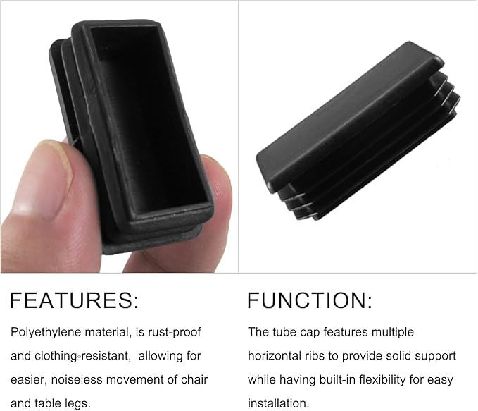 METALLIXITY Rectangle End Caps 10Pcs, Plastic Rectangle Tube Inserts Threaded - Image 4