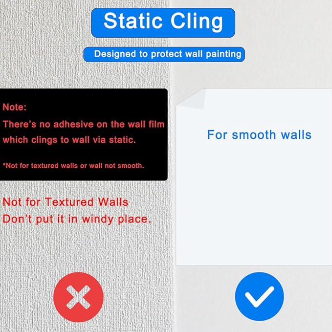 Wall Protector, 17.7in x 16.4ft No Adhesive Static Cling Contact Paper - Image 3