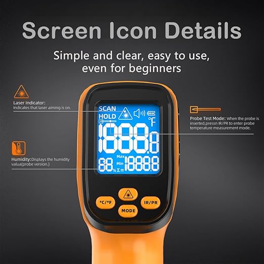 Infrared Thermometer Gun for Cooking, Non Contact Thermometers Laser - Image 5