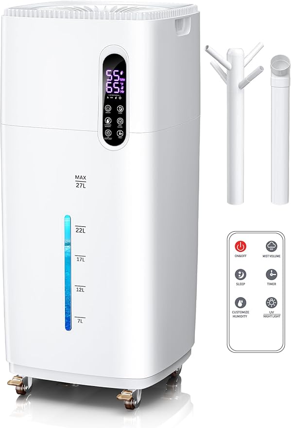 26L/5.7Gal Humidifier Large Room 3000 ft², Supersized Cool Mist, 38H Quiet by MONISEN