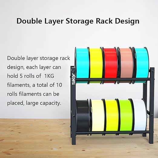 Lutyr Skouphy 3D Printer Filament Storage Rack, 2 Tier Filament Spool Holders - Image 2