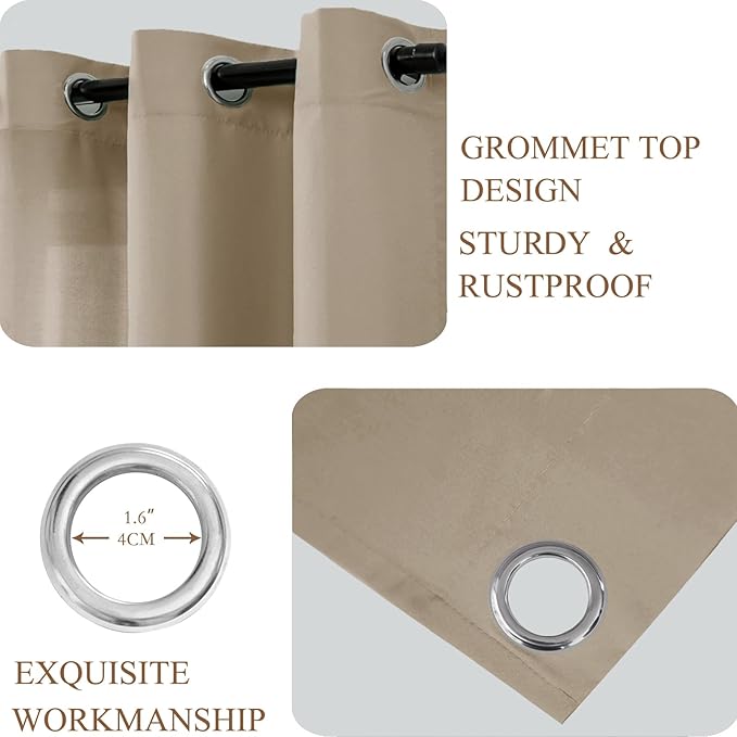 L.Z.E Light Filtering Curtains 72 Inch Length 2 Panels Set Beige Privacy - Image 4