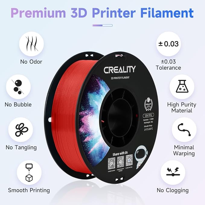 Official Creality TPU Filament, Flexible 3D Printer Filament 1.75mm, 95A Shore - Image 2