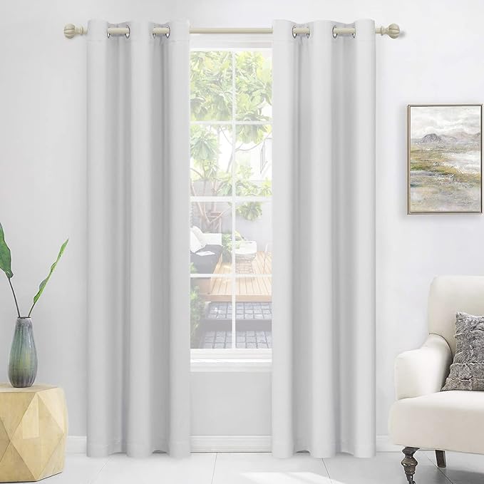 MYSKY HOME White Curtains for Bedroom, Grommet Room Darkening Curtains - Image 7